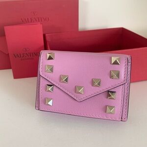 Valentino pink rockstud trifold wallet